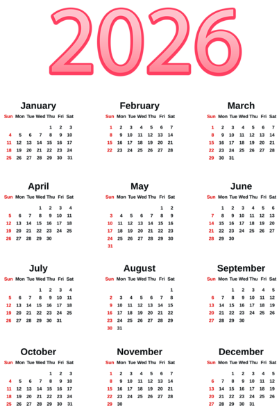 This png image - Transparent 2026 Calendar PNG Image, is available for free download