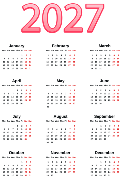 This png image - Transparent 2027 EU Calendar PNG Image, is available for free download