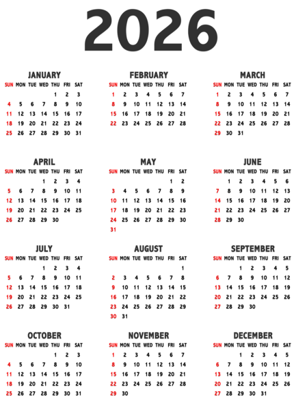 This png image - Transparent Calendar 2026, is available for free download