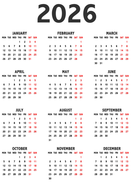 This png image - Transparent Calendar 2026 EU, is available for free download