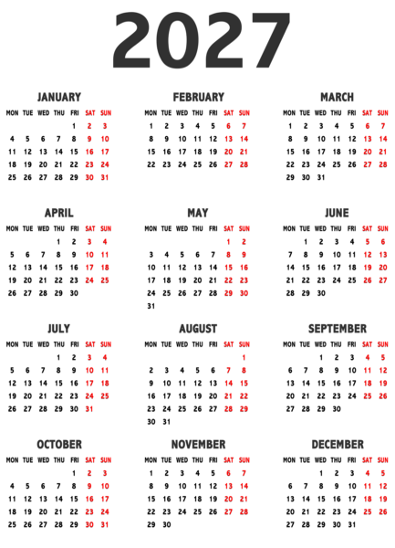 This png image - Transparent Calendar 2027 EU, is available for free download