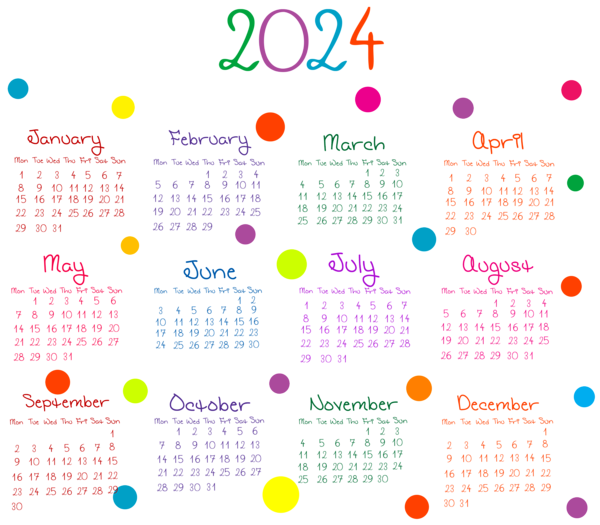 This png image - Transparent Colorful 2024 EU Calendar PNG Image, is available for free download