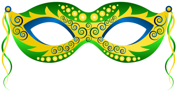 This png image - Green Yellow Carnival Mask PNG Clip Art Image, is available for free download