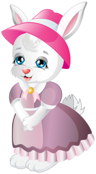 This png image - Cute Bunny with Dress Cartoon PNG Image, is available for free download