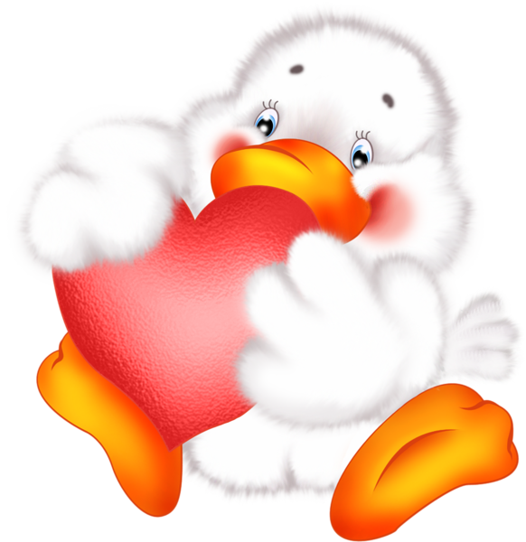 This png image - Cute Duck with Heart Cartoon Free Clipart, is available for free download