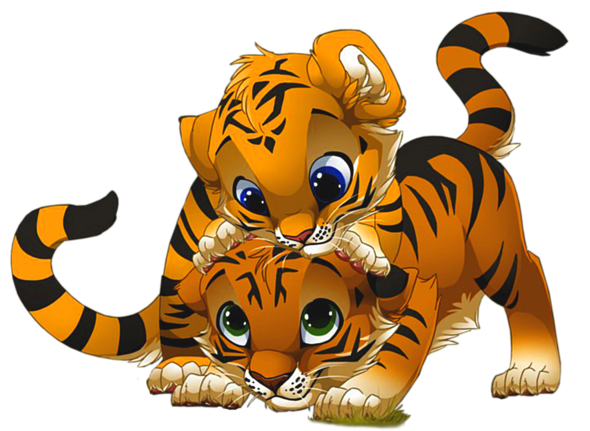 This png image - Cute Little Tigers PNG Cartoon Clipart, is available for free download