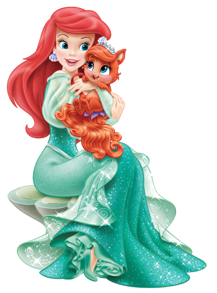 This png image - Disney Princess Ariel with Cute Kitten Transparent PNG Clip Art Image, is available for free download