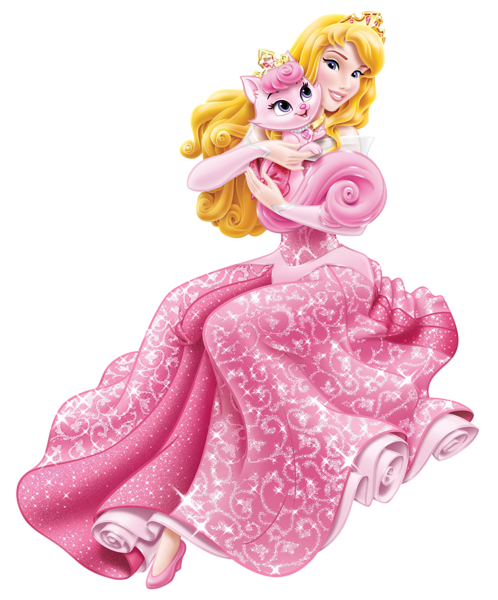 This png image - Disney Princess Aurora with Little Kitten Transparent PNG Clip Art Image, is available for free download