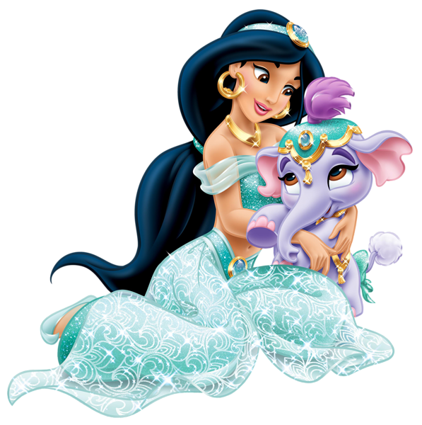 This png image - Disney Princess Jasmine with Cute Elephant Transparent PNG Clip Art Image, is available for free download