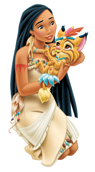 This png image - Disney Princess Pocahontas with Little Tiger Transparent PNG Clip Art Image, is available for free download