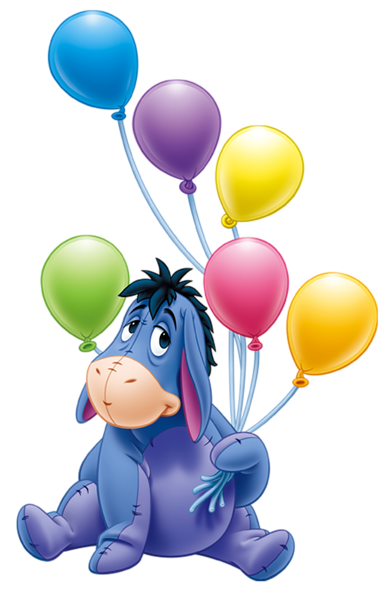 This png image - Eeyore with Balloons PNG Transparent Cartoon, is available for free download