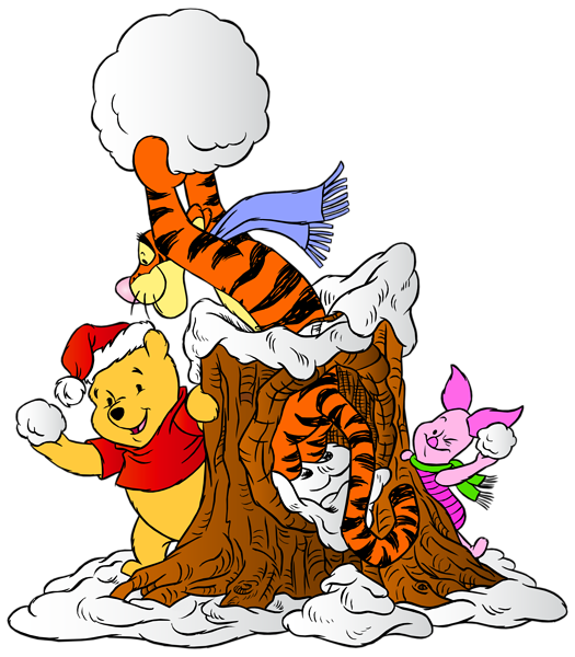 This png image - Winnie the Pooh and Friends with Snowballs PNG Clip Art Image, is available for free download