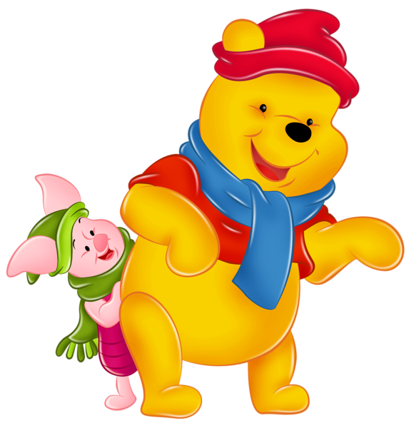 This png image - Winnie the Pooh and Piglet with Winter Hats, is available for free download