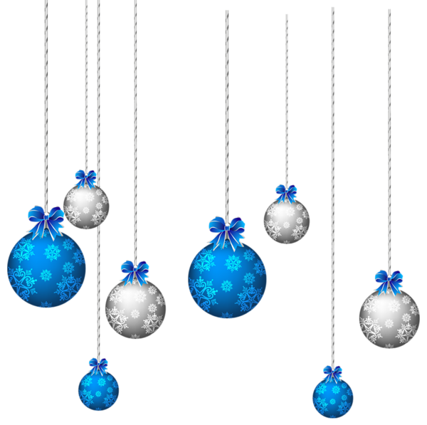 This png image - Blue and White Hanging Christmas Balls PNG Clipart, is available for free download