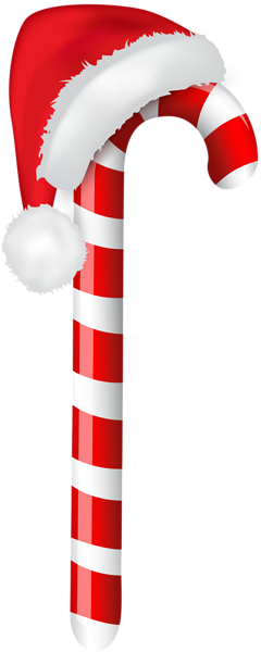 This png image - Candy Cane with Santa Hat PNG Clip Art Image, is available for free download