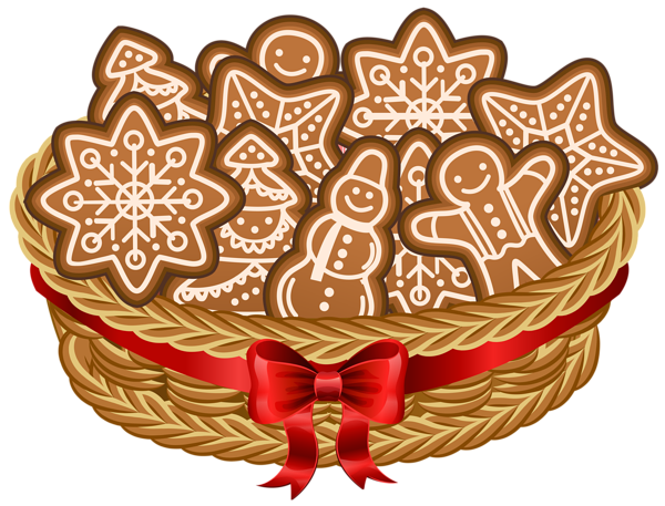 This png image - Christmas Basket with Gingerbread Cookies PNG Clip Art Image, is available for free download