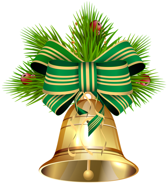 This png image - Christmas Bell with Green Ribbon PNG Clip Art Image, is available for free download