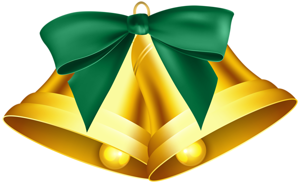 This png image - Christmas Bells with Green Bow PNG Clip Art, is available for free download