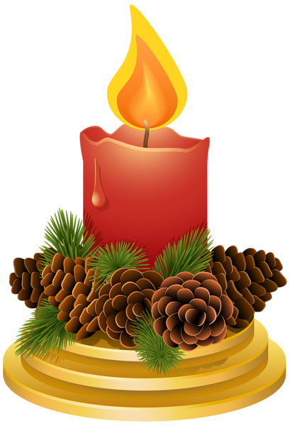 This png image - Christmas Candle with Pinecones PNG Clipart Image, is available for free download