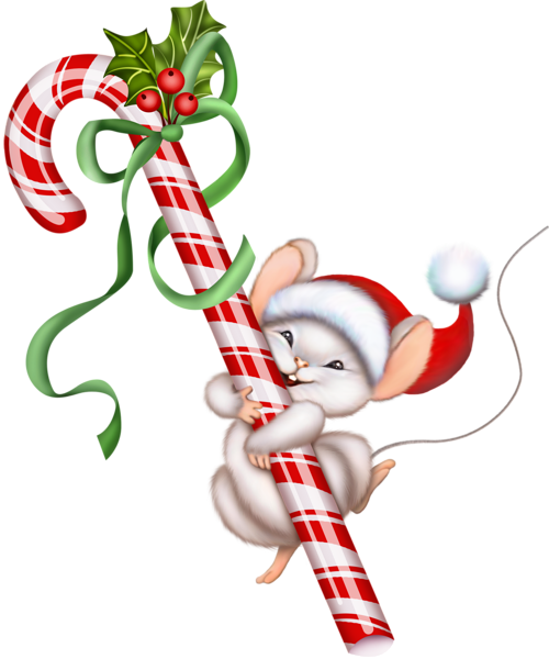 This png image - Christmas Candy Cane and Mouse PNG Clipart, is available for free download