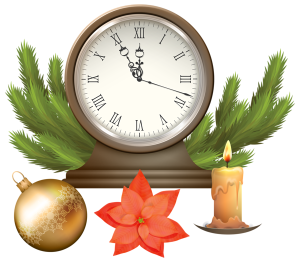 This png image - Christmas Clock with Decorations PNG Clip Art Image, is available for free download