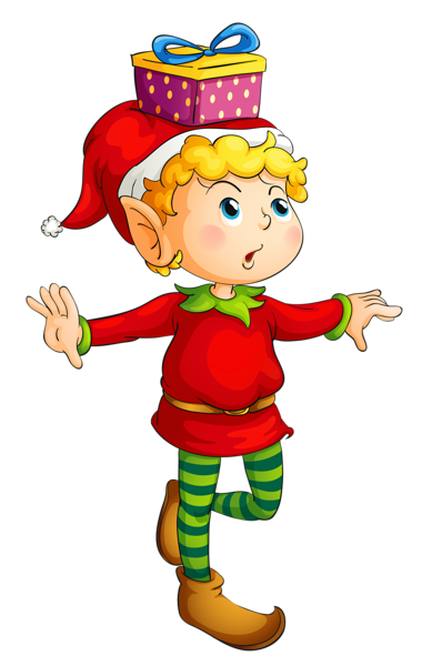 This png image - Christmas Elf with Gift PNG Picture, is available for free download