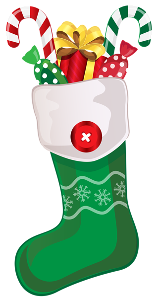 This png image - Christmas Green Stocking with Candy Canes PNG Clipart Image, is available for free download