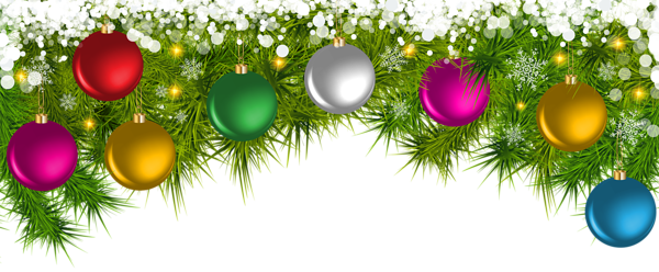 This png image - Christmas Pine Branches and Ornaments PNG Clip Art, is available for free download