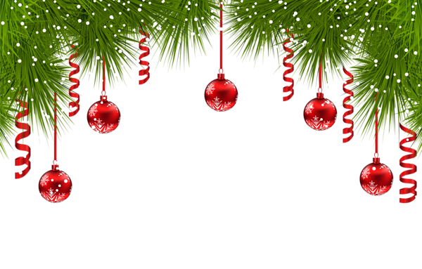 This png image - Christmas Pine Decor with Red Ornaments PNG Clip Art Image, is available for free download