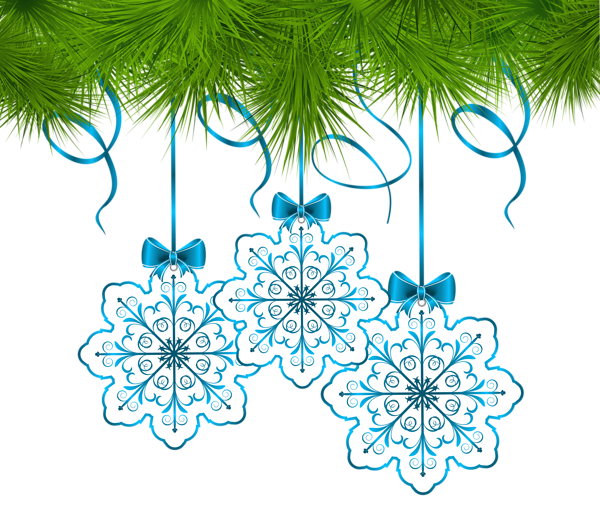 This png image - Christmas Pine Decor with Snowflakes Ornaments PNG Clip Art Image, is available for free download