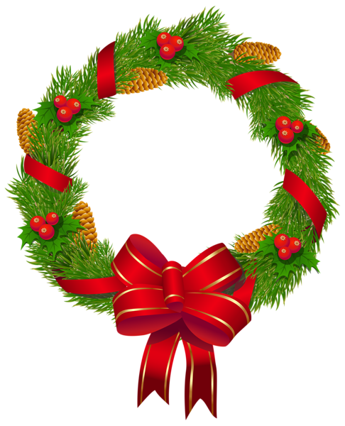 This png image - Christmas Pine Wreath with Red Bow PNG Clipart Image, is available for free download