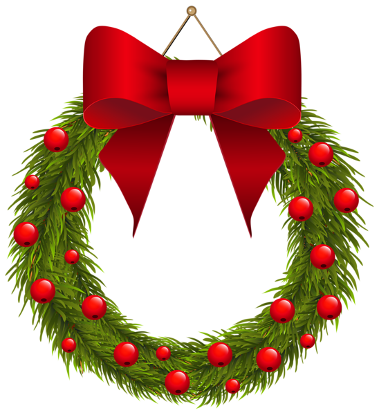 This png image - Christmas Pine Wreath with Red Bow PNG Clipart Picture, is available for free download