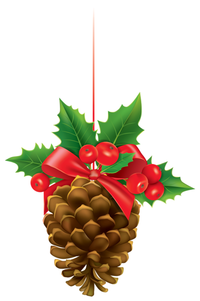 This png image - Christmas Pinecone with Mistletoe PNG Clipart Image, is available for free download