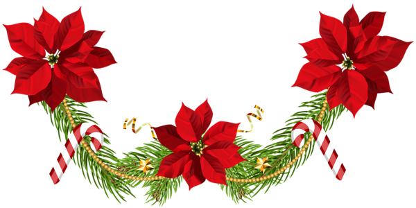 This png image - Christmas Poinsettias Garland Clip Art PNG Image, is available for free download