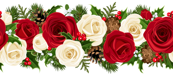 This png image - Christmas Rose Garland PNG Clip Art Image, is available for free download