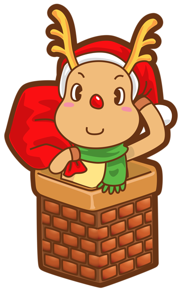 This png image - Christmas Rudolph in Chimney Transparent PNG Clip Art Image, is available for free download