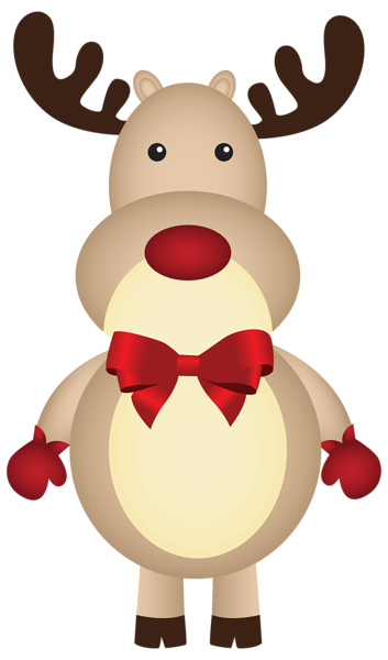 This png image - Christmas Rudolph with Bow PNG Clipart Image, is available for free download