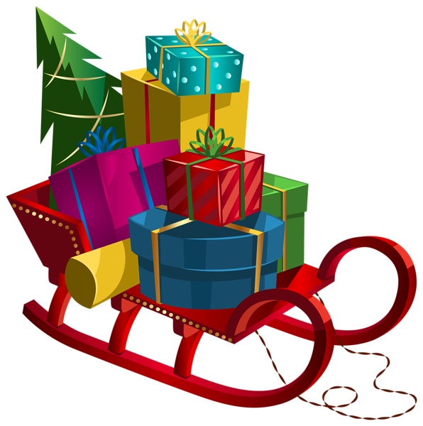 This png image - Christmas Sleigh with Gifts PNG Clip-Art Image, is available for free download