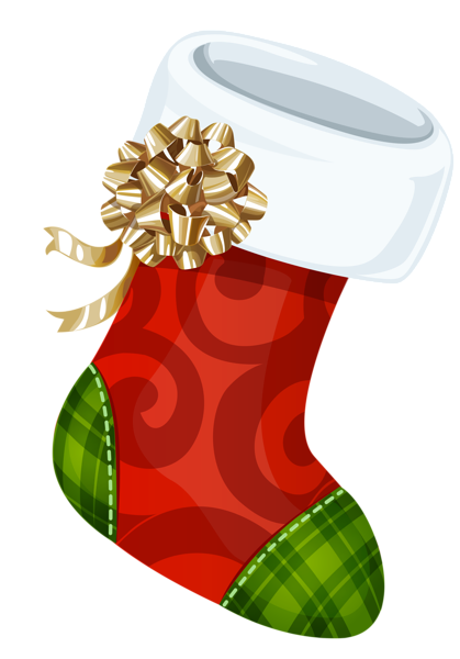 This png image - Christmas Stocking with Gold Bow PNG Picture, is available for free download