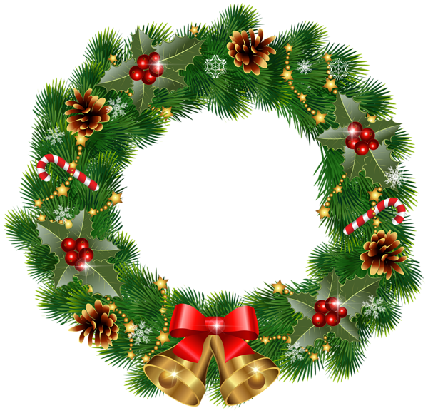This png image - Christmas Wreath with Bells PNG Clipart Image, is available for free download