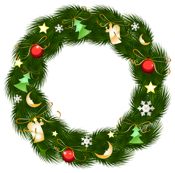 This png image - Christmas Wreath with Ornaments Clipart PNG Image, is available for free download