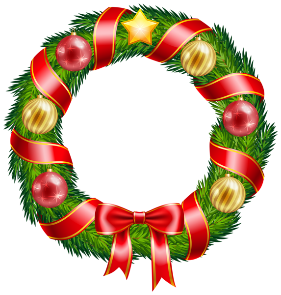 This png image - Christmas Wreath with Ornaments and Red Bow Clipart PNG Image, is available for free download