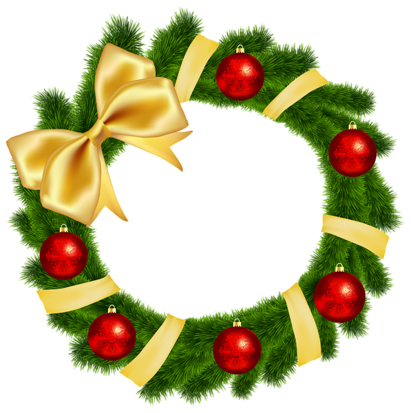This png image - Christmas Wreath with Yellow Bow Transparent PNG Clip Art Image, is available for free download