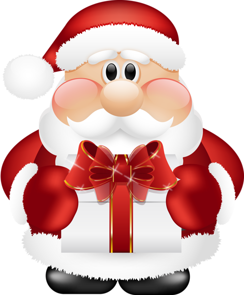 This png image - Cute Santa Claus with Gift PNG Clipart, is available for free download
