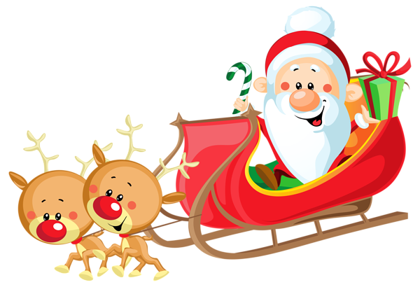 This png image - Cute Santa with Sleigh PNG Clipart Image, is available for free download