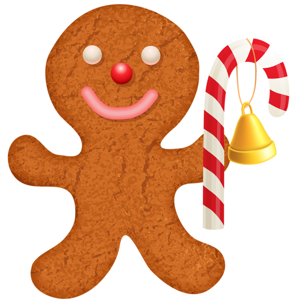 This png image - Gingerbread Ornament with Candy Cane PNG Clip-Art Image, is available for free download