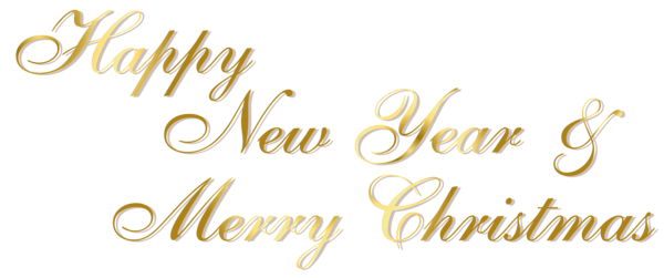 This png image - Gold Happy New Year and Merry Christmas PNG Text, is available for free download