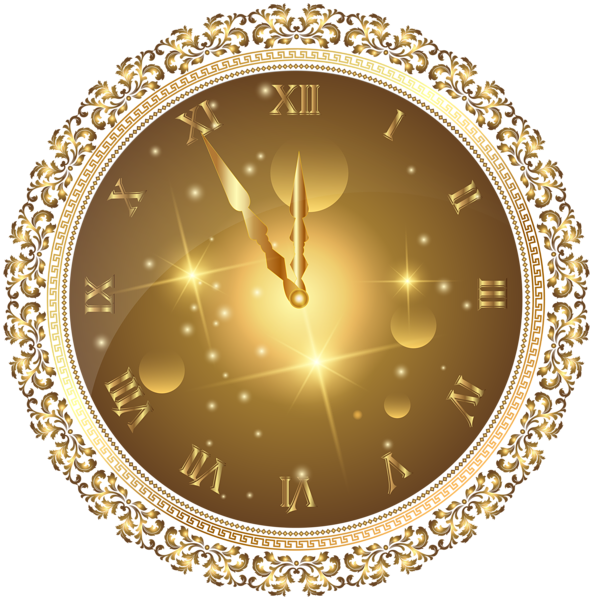 This png image - Gold New Year's Clock PNG Transparent Clip Art Image, is available for free download