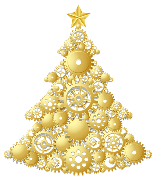 This png image - Gold Steampunk Christmas Tree PNG Clipart, is available for free download