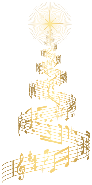 Golden Music Christmas Tree Transparent PNG Clip Art Image ...